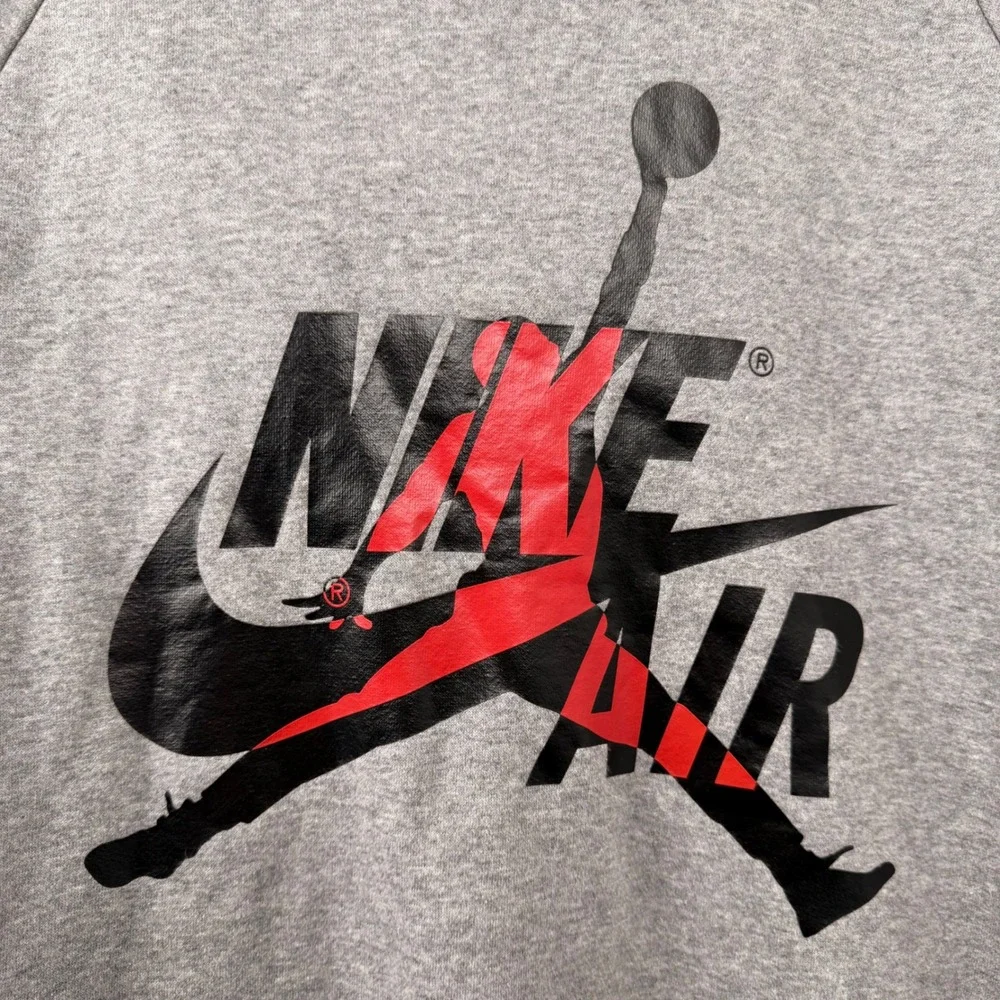 Jordan Jumpman Nike‎ Air Pullover Hoodie Mens Medium Gray Red Graphic Fleece